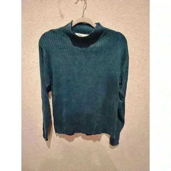 Vintage Women Norm Thompson Portland Blue Silk Pullover Sweater Size L - Picture 2 of 9